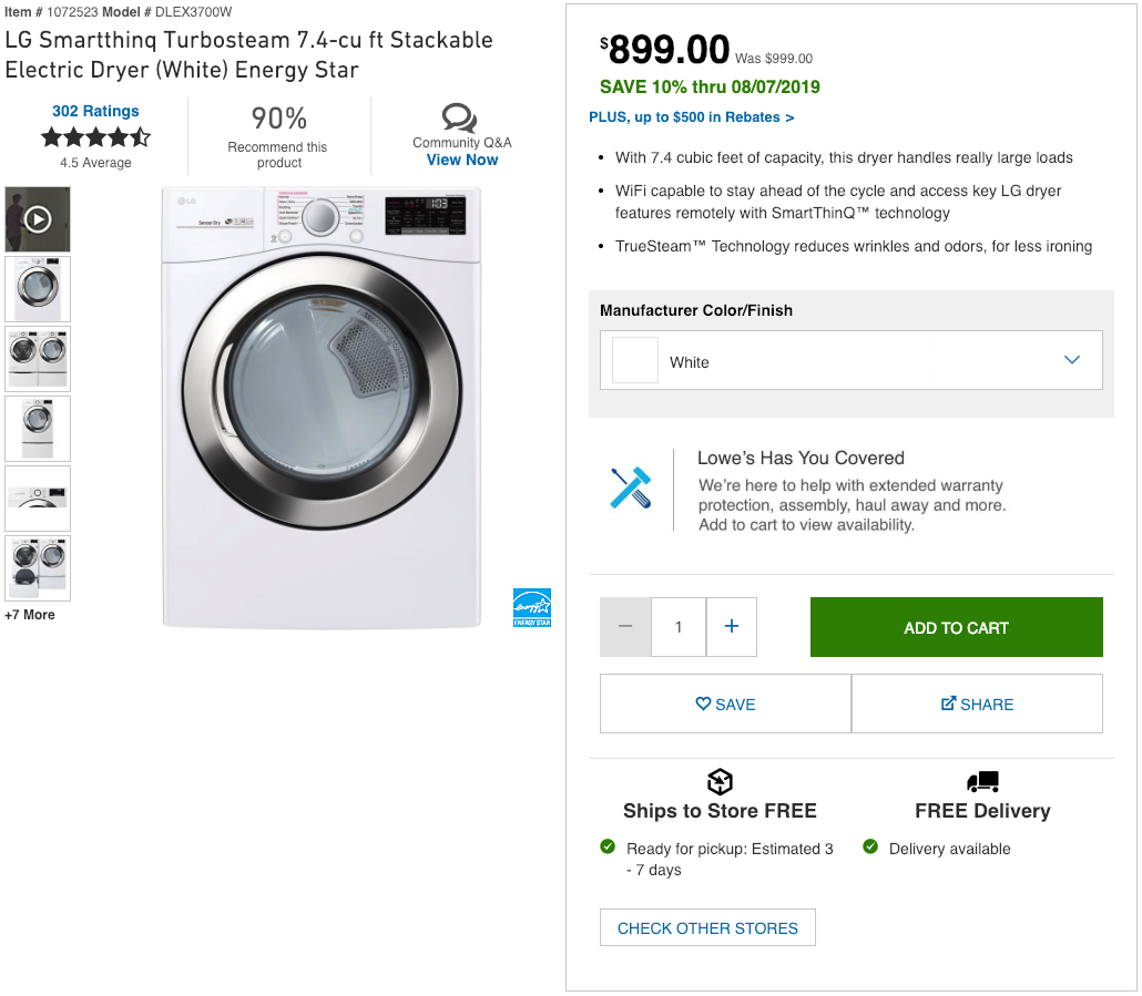 LG-smartthinq-dryer-lowes-product-detail-page