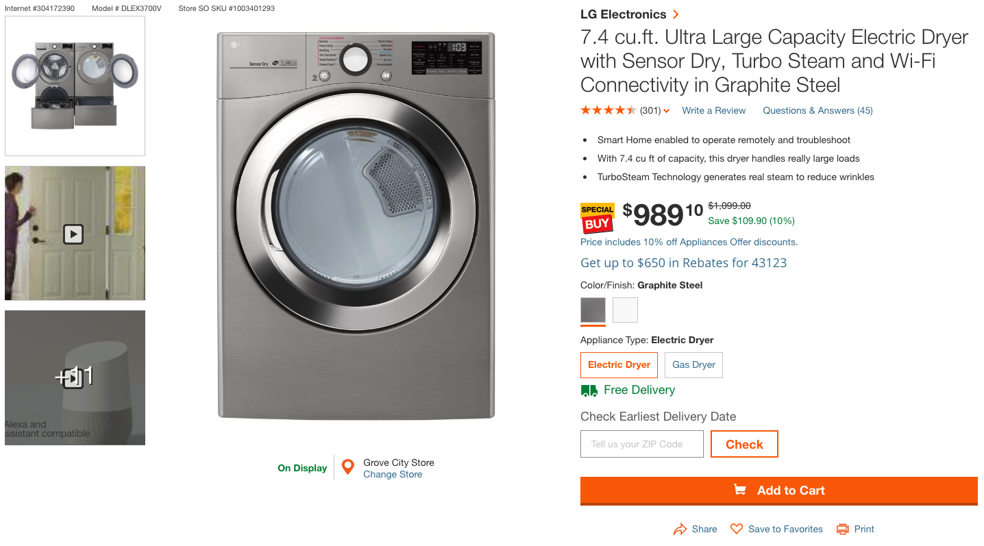 LG-smartthinq-dryer-home-depot-product-detail-page