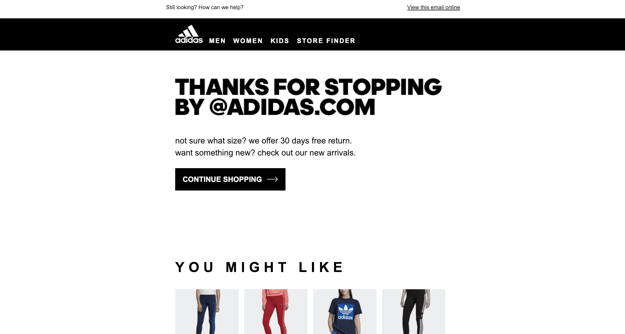 adidas-abandoned-cart-email-1-thanks-for-stopping-by