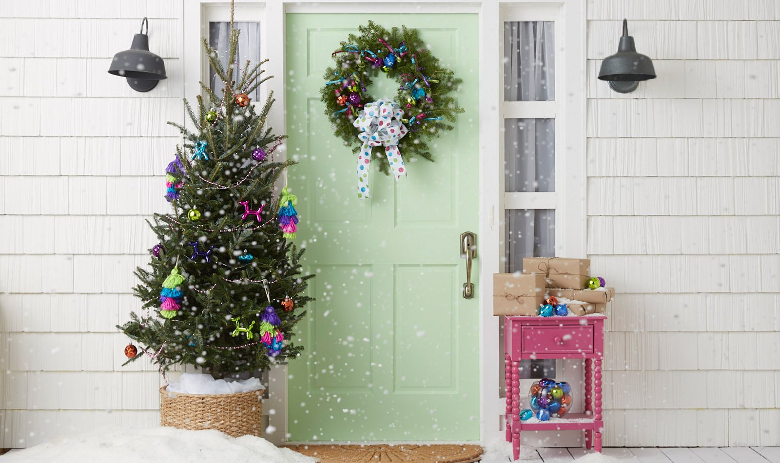 christmas-tree-on-porch-bright-ornaments-colorful